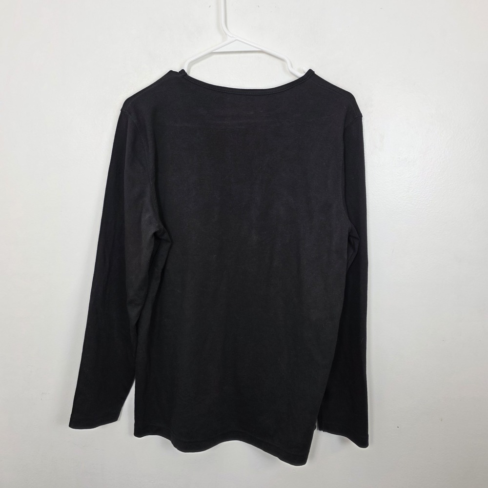 My Style Black Multicolor Snowman Embroidered Winter Christmas Knit Shirt Size L - Picture 5 of 6